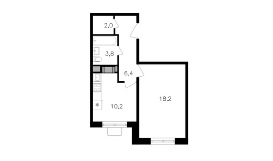 Продажа 1-комнатной квартиры 40,6 м², 4/27 этаж