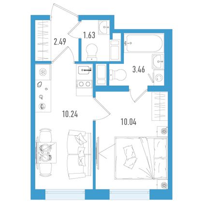 27,9 м², 1-комн. квартира, 4/7 этаж