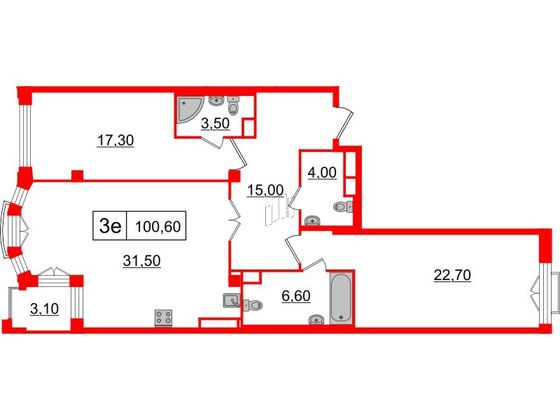 Продажа 2-комнатной квартиры 100,6 м², 5/6 этаж