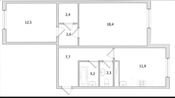 Продажа 2-комнатной квартиры 61 м², 3/21 этаж