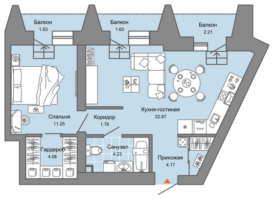 Продажа 1-комнатной квартиры 50 м², 6/7 этаж