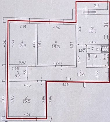 Продажа 3-комнатной квартиры 86 м², 10/15 этаж