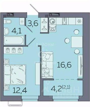 Продажа 1-комнатной квартиры 38,8 м², 20/23 этаж