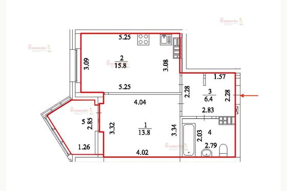 Продажа 1-комнатной квартиры 41,4 м², 35/35 этаж