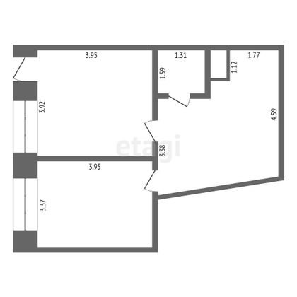 Продажа 1-комнатной квартиры 47,3 м², 1/2 этаж