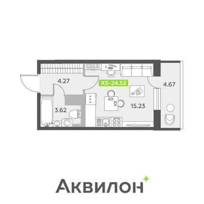 24,5 м², студия, 12/13 этаж