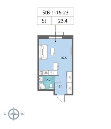 Продажа квартиры-студии 23,4 м², 23/23 этаж