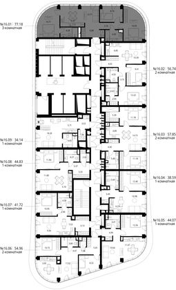 Продажа 3-комнатной квартиры 77,2 м², 16/49 этаж