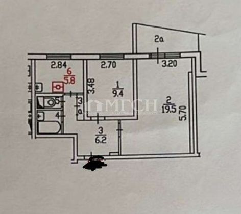 Продажа 2-комнатной квартиры 44,2 м², 3/9 этаж