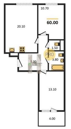 Продажа 3-комнатной квартиры 60 м², 10/10 этаж