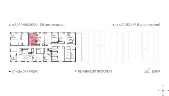 Продажа квартиры-студии 23,9 м², 44/58 этаж