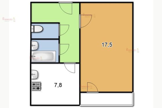 Продажа 1-комнатной квартиры 38,9 м², 3/3 этаж