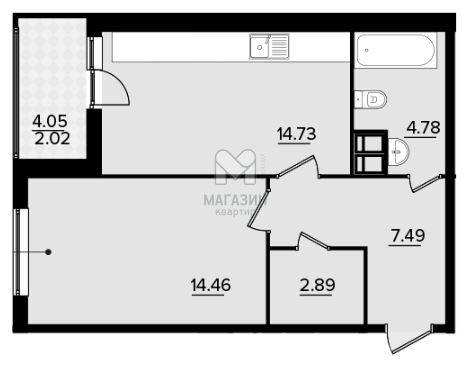 Продажа 2-комнатной квартиры 47,6 м², 9/11 этаж