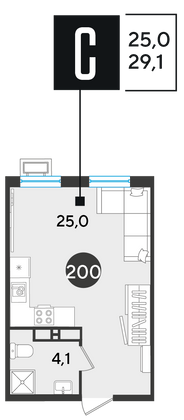 Продажа квартиры-студии 29,1 м², 16/18 этаж