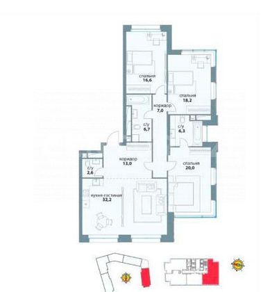 Продажа 4-комнатной квартиры 123 м², 20/20 этаж