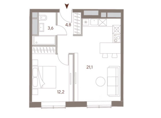 Продажа 1-комнатной квартиры 41 м², 14/21 этаж