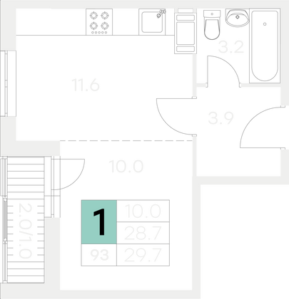 Продажа квартиры-студии 29,7 м², 8/9 этаж