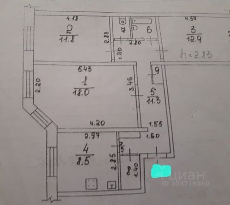 Продажа 3-комнатной квартиры 68 м², 5/5 этаж