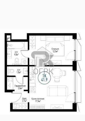 Продажа 2-комнатной квартиры 42 м², 29/30 этаж