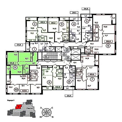 Продажа 2-комнатной квартиры 54,6 м², 20/23 этаж