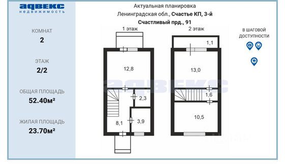 Продажа дома, 53 м², с участком 2 сотки