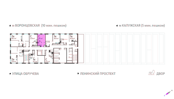 Продажа квартиры-студии 24,1 м², 44/58 этаж