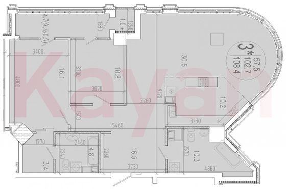 Продажа 2-комнатной квартиры 103,7 м², 5/15 этаж