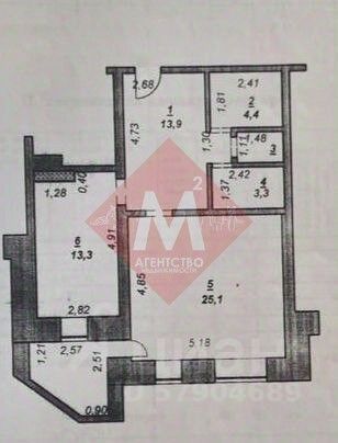 Продажа 1-комнатной квартиры 61,6 м², 3/9 этаж