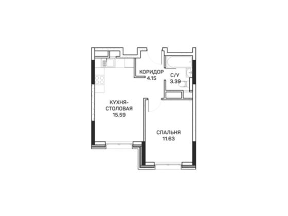 34,8 м², 1-комн. квартира, 8/8 этаж