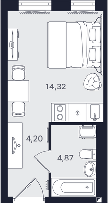 Продажа квартиры-студии 23,4 м², 2/24 этаж