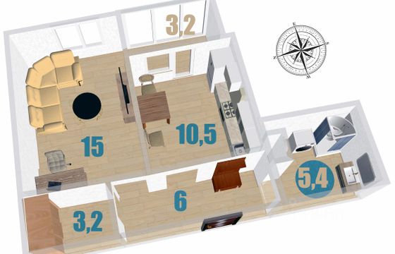 Продажа 1-комнатной квартиры 40,1 м², 5/20 этаж