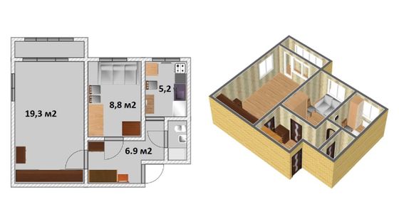 Продажа 2-комнатной квартиры 41,7 м², 2/2 этаж