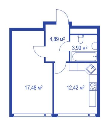 Продажа 1-комнатной квартиры 38,8 м², 31/32 этаж