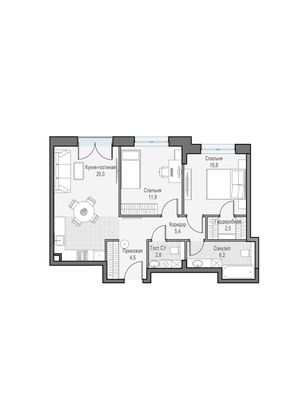 Продажа 2-комнатной квартиры 64,1 м², 21/28 этаж