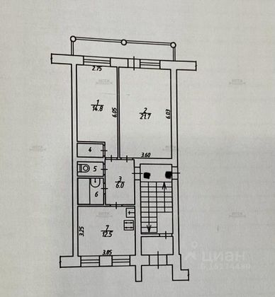 Продажа 2-комнатной квартиры 61,2 м², 1/4 этаж