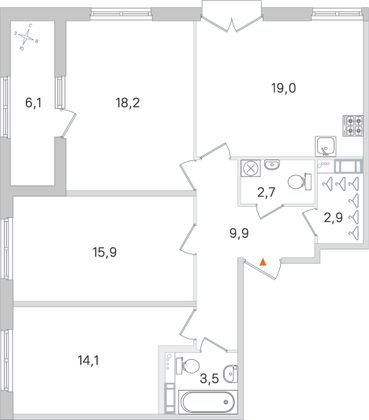 Продажа 3-комнатной квартиры 89,3 м², 4/4 этаж