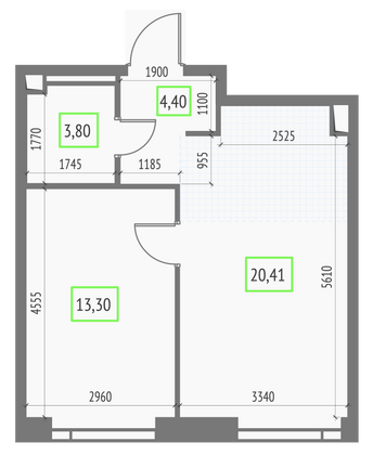 Продажа 1-комнатной квартиры 41,9 м², 11/57 этаж