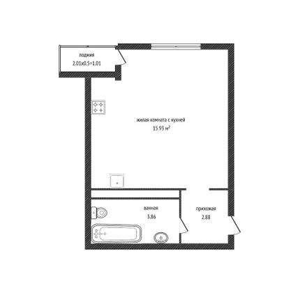 Продажа квартиры-студии 23,2 м², 2/7 этаж