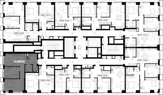 Продажа 2-комнатной квартиры 55 м², 9/48 этаж