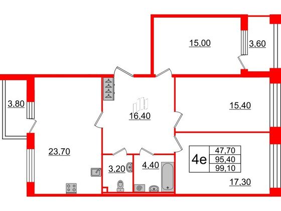 Продажа 3-комнатной квартиры 95,4 м², 2/10 этаж