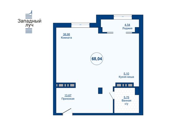 Продажа 2-комнатной квартиры 68 м², 9/23 этаж