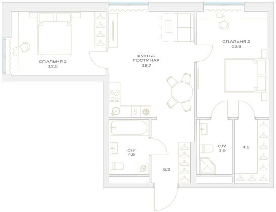 Продажа 2-комнатной квартиры 65,1 м², 6/23 этаж