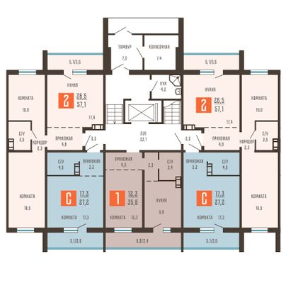 Продажа 2-комнатной квартиры 57,1 м², 1/10 этаж