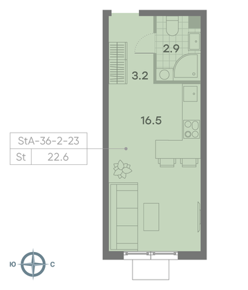 Продажа квартиры-студии 22,6 м², 23/23 этаж