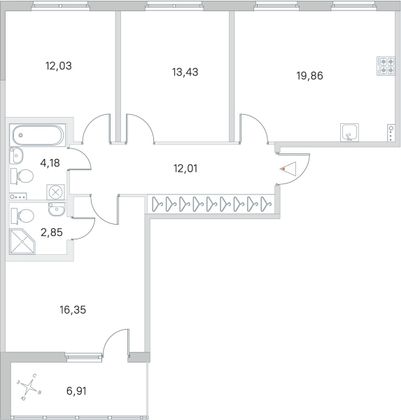 Продажа 3-комнатной квартиры 84,2 м², 2/4 этаж