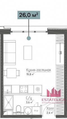 Продажа квартиры-студии 26 м², 4/18 этаж