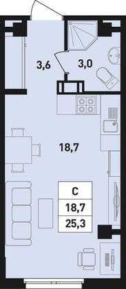 Продажа квартиры-студии 25,3 м², 11/18 этаж