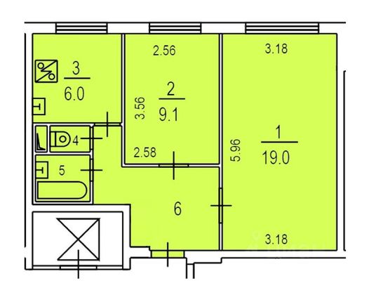 Продажа 2-комнатной квартиры 44,5 м², 9/9 этаж