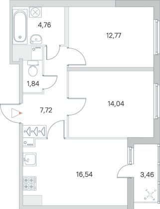 Продажа 2-комнатной квартиры 59,4 м², 5/8 этаж