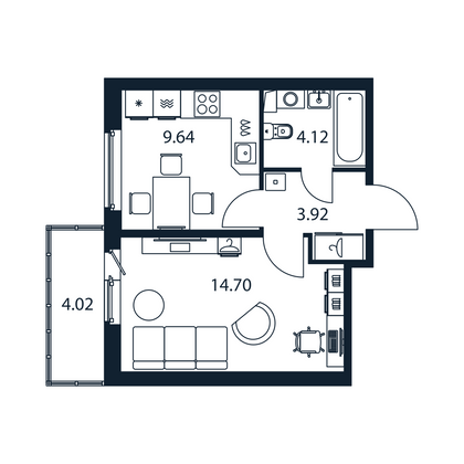 Продажа 1-комнатной квартиры 33,6 м², 1/12 этаж